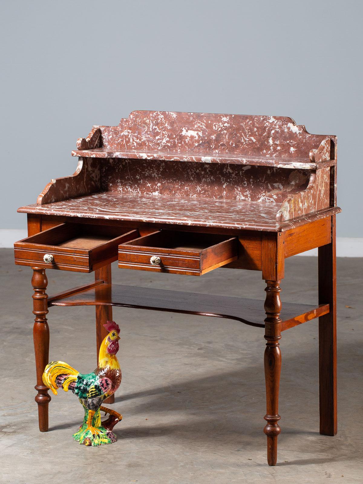 Antique French Napoleon III Marble Pine Washstand, circa 1870 For Sale 2