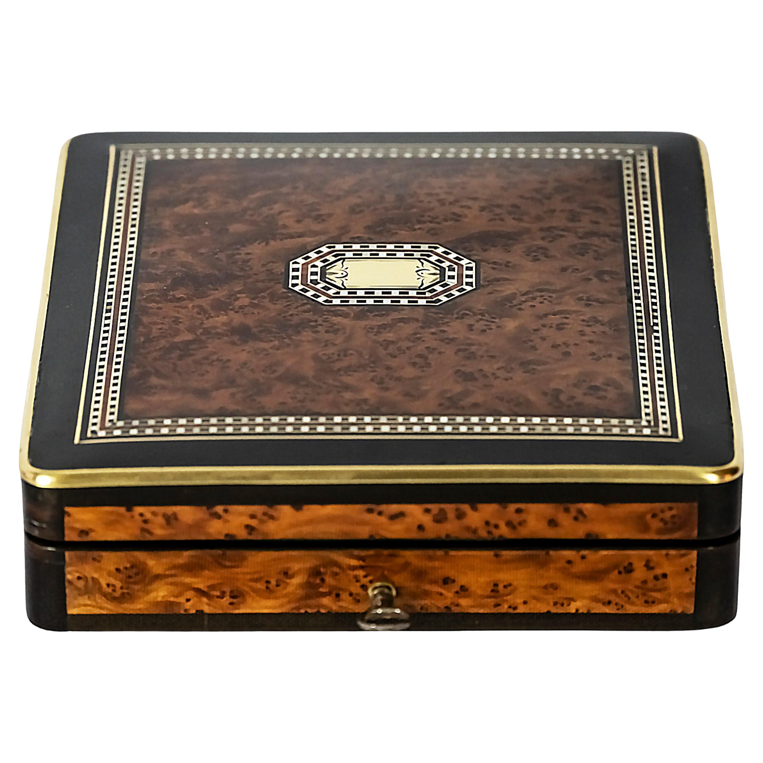 Antique French Napoleon III Marquetry Box For Sale