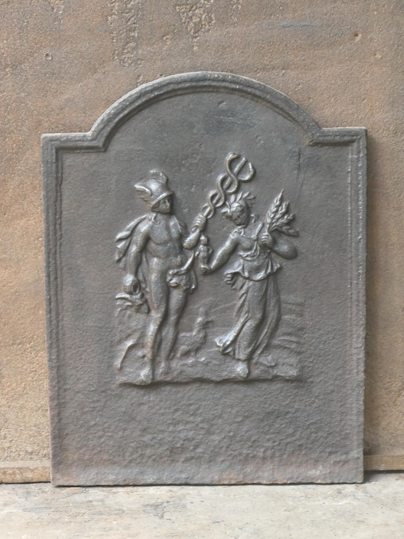 Cast Antique French Napoleon III 'Mercury and Ceres' Fireback / Backsplash, 19th C. For Sale