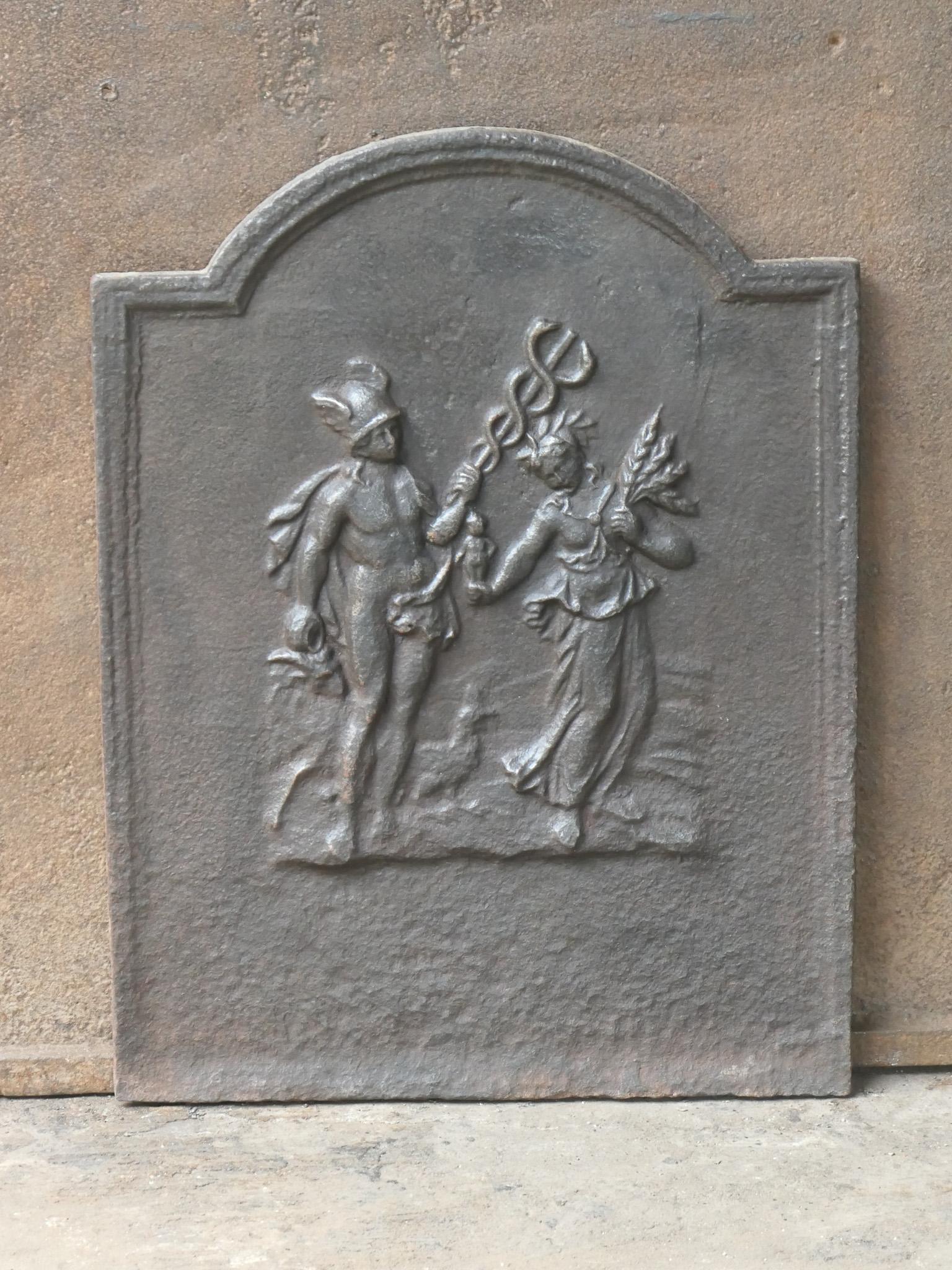 Antique French Napoleon III 'Mercury and Ceres' Fireback / Backsplash, 19th C. In Good Condition For Sale In Soest, NL