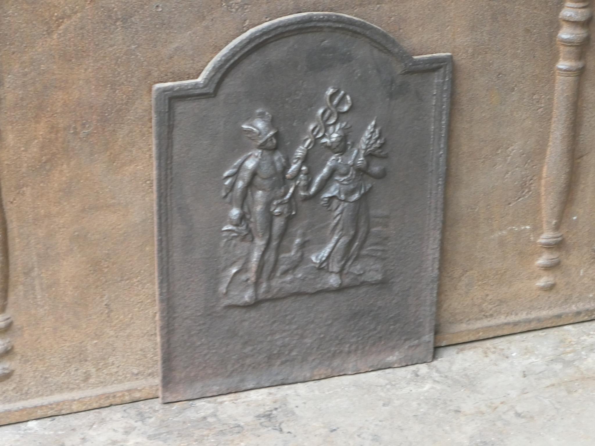 19th Century Antique French Napoleon III 'Mercury and Ceres' Fireback / Backsplash, 19th C. For Sale
