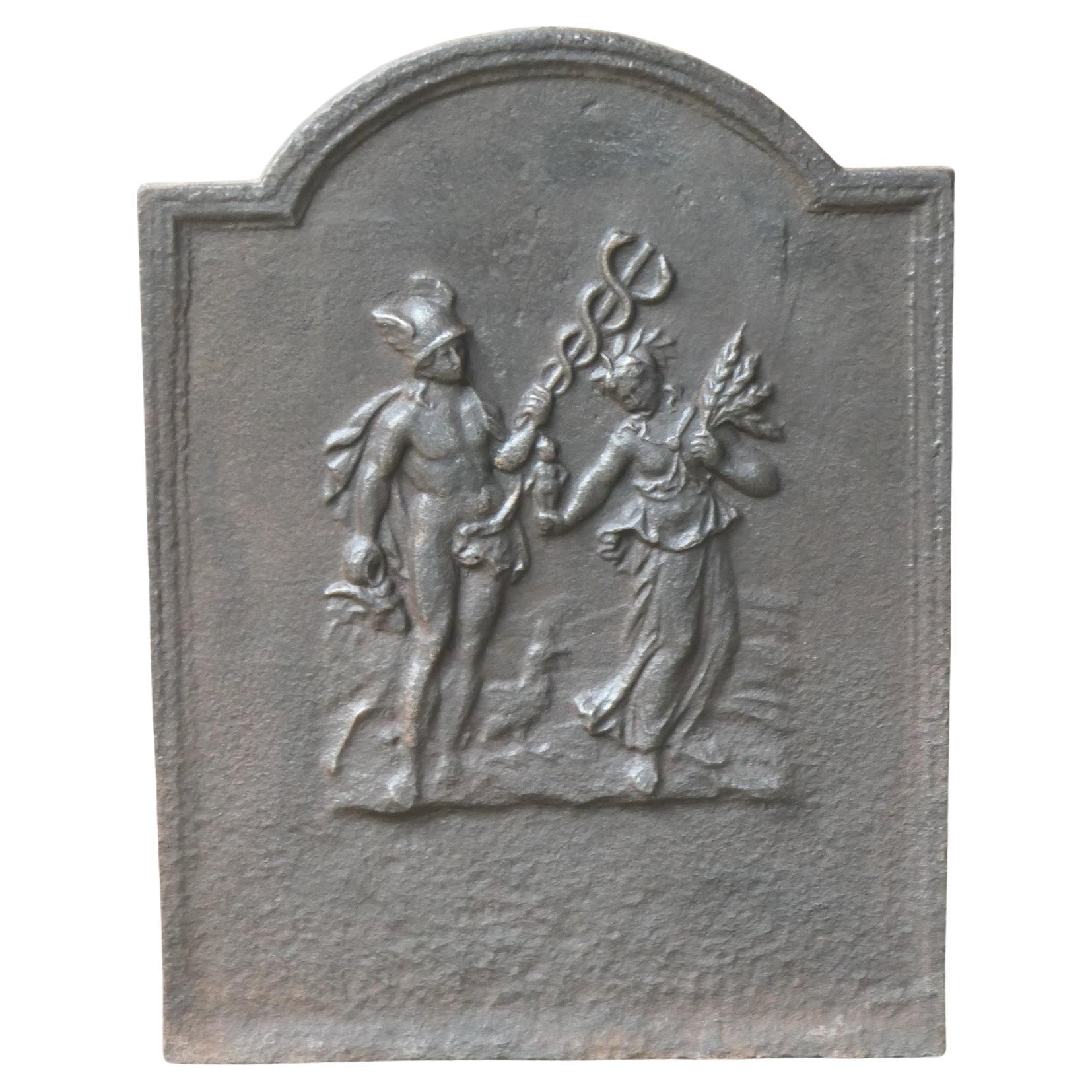 Antique French Napoleon III 'Mercury and Ceres' Fireback / Backsplash, 19th C. For Sale