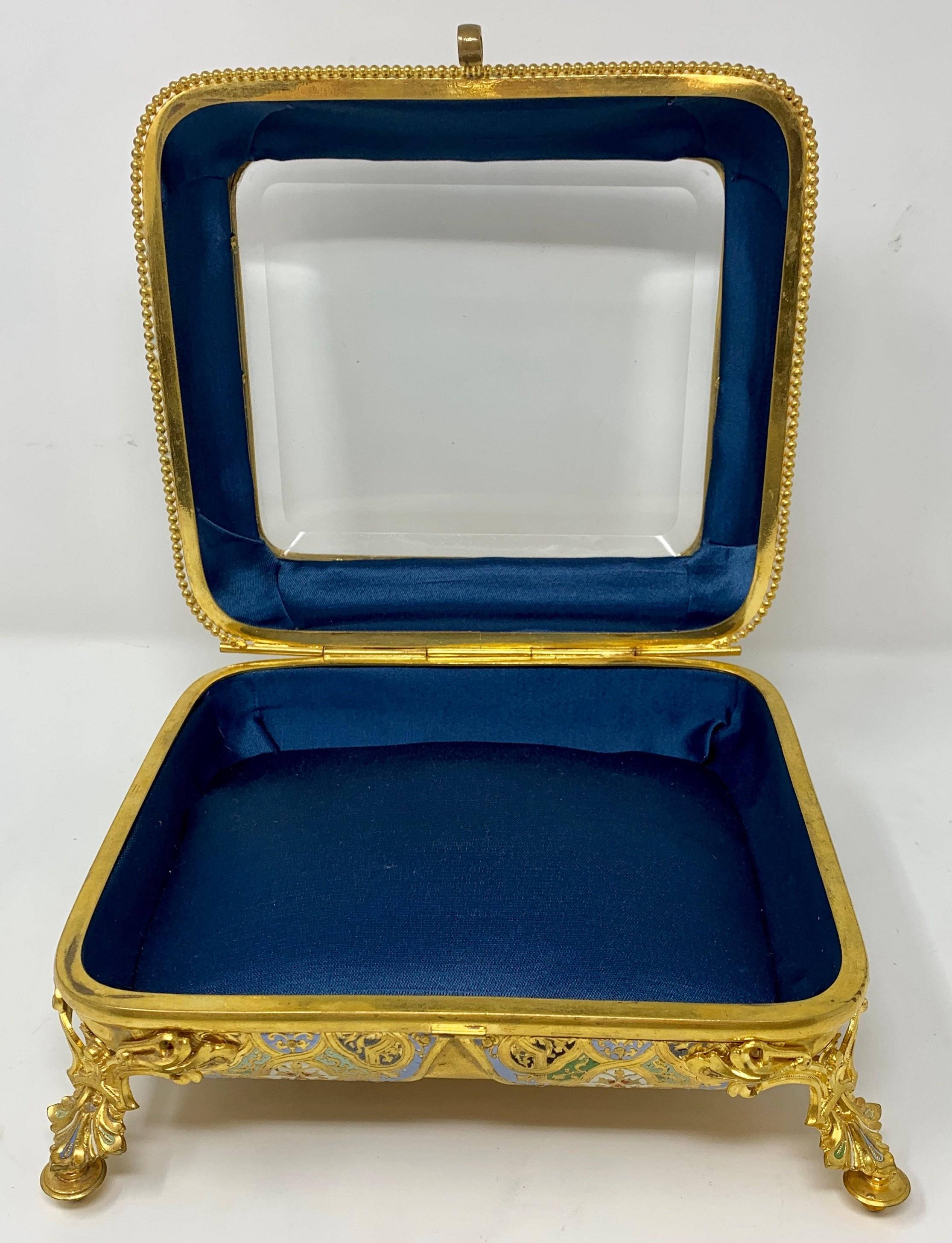 Antique French Napoleon III Ormolu and Cloisonné Jewel Box In Good Condition For Sale In New Orleans, LA