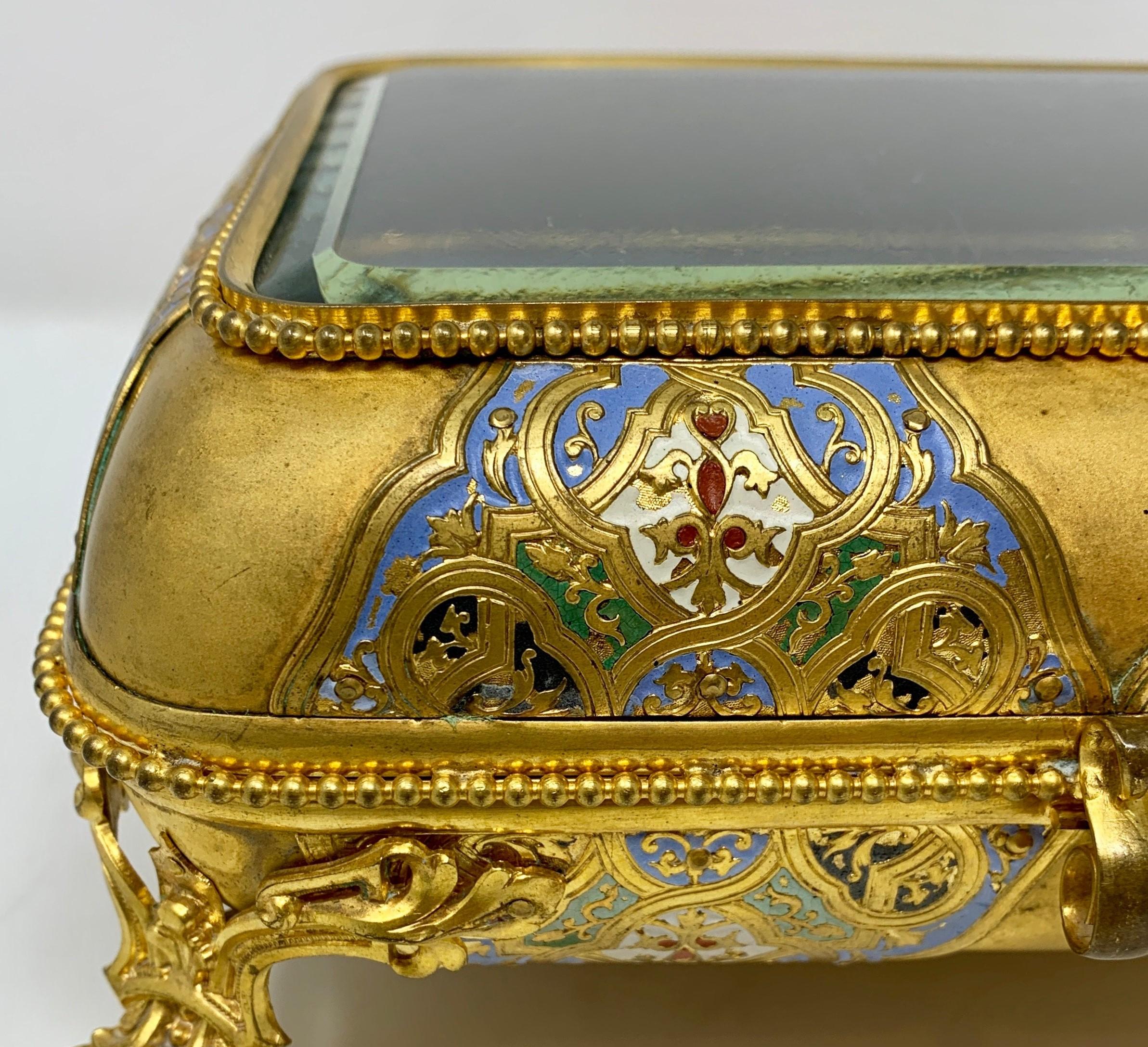 Antique French Napoleon III Ormolu and Cloisonné Jewel Box For Sale 1