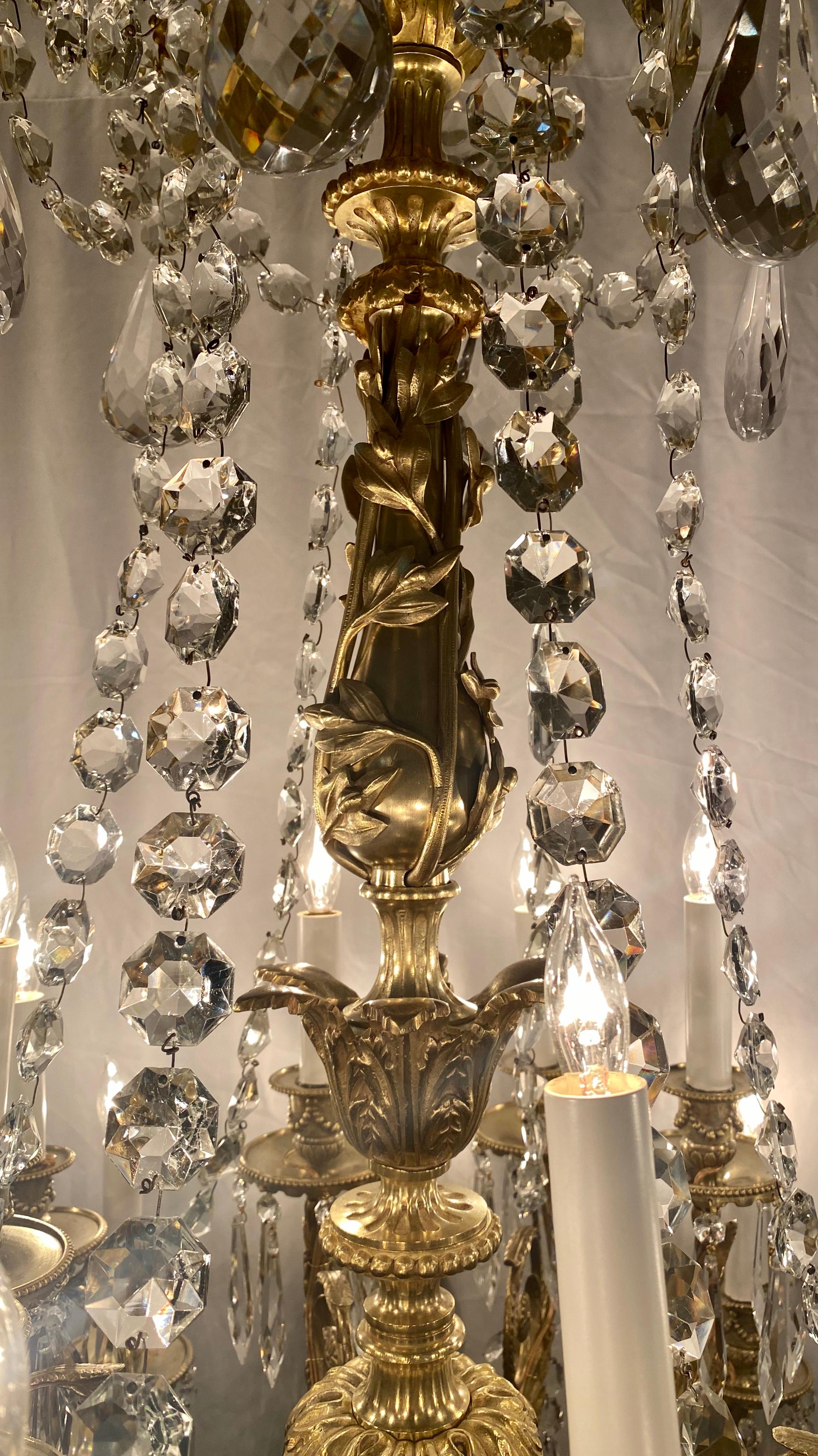 19th Century Antique French Napoleon III Ormolu and Crystal 24-Light Chandelier, circa 1880s