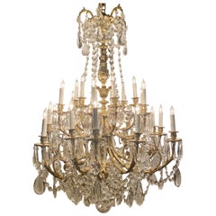 Antique French Napoleon III Ormolu and Crystal 24-Light Chandelier, circa 1880s