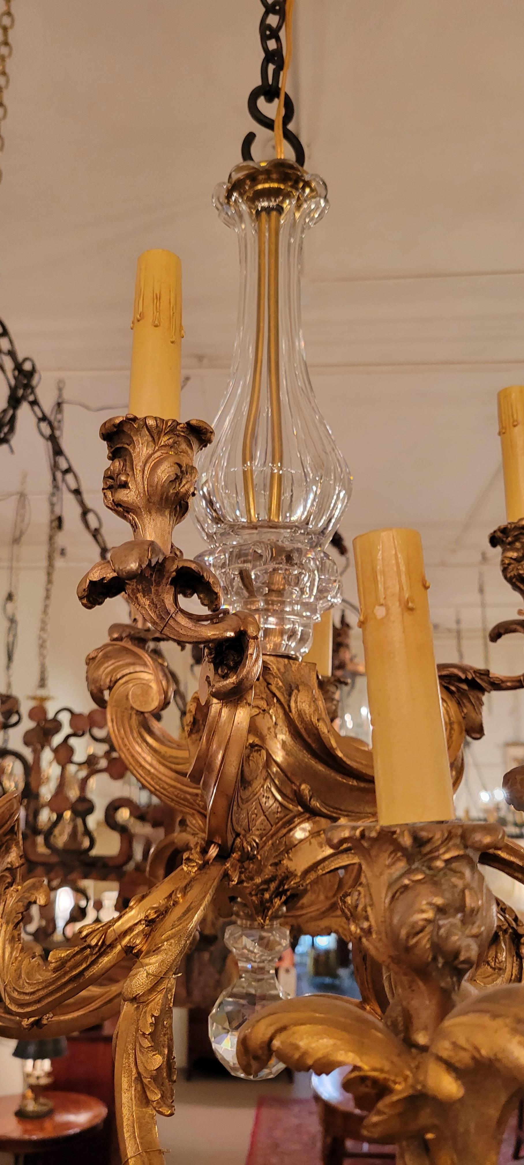 Antique French Napoleon III Ormolu and Crystal Chandelier In Good Condition In New Orleans, LA