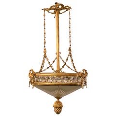 Antique French Napoleon III Ormolu and Cut Crystal Light Fixture circa 1885-1900