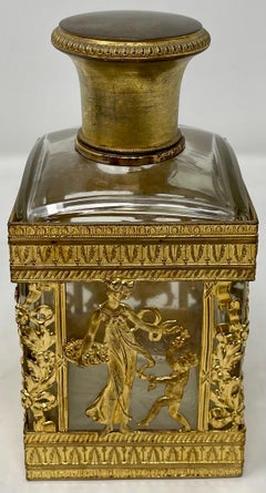 Antique French Napoleon III Ormolu & Cut Crystal Scent / Perfume Bottle, Ca 1890