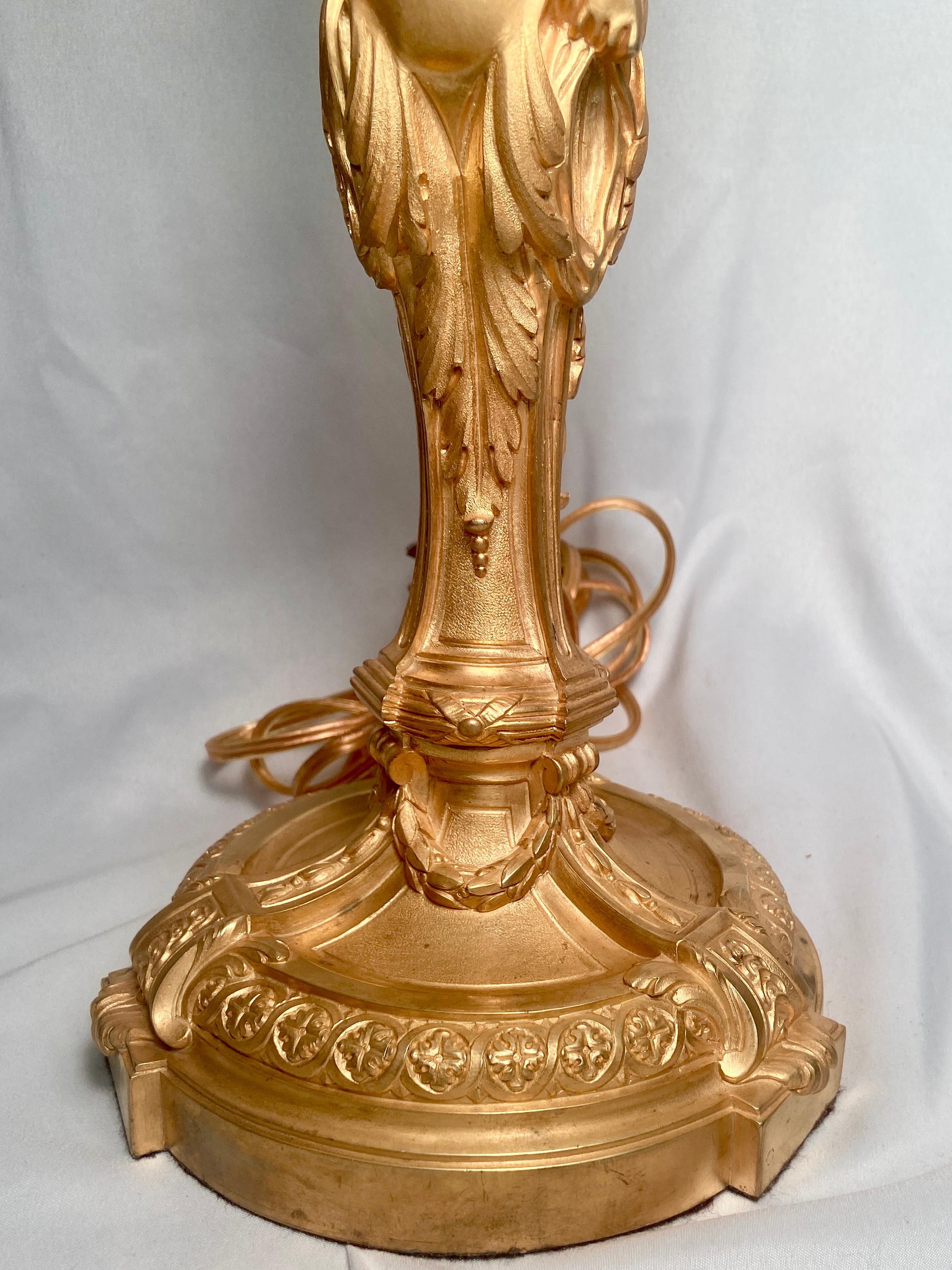 19th Century Antique French Napoleon III Ormolu Figural Lamp with Cherubs, Circa 1855-1875.