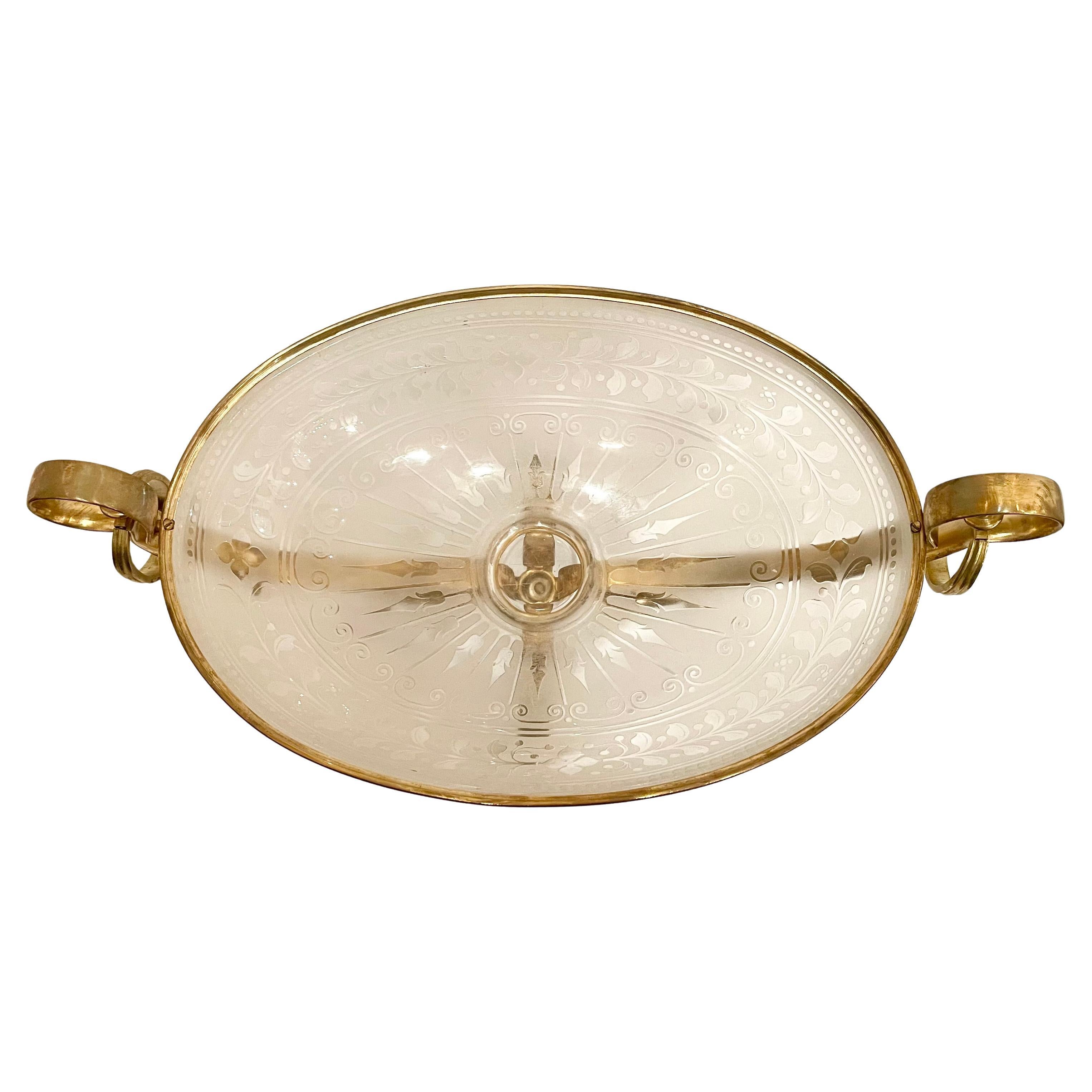 Centre de table ancien en cristal monté en bronze doré Napoléon III, Circa 1885. Bon état - En vente à New Orleans, LA