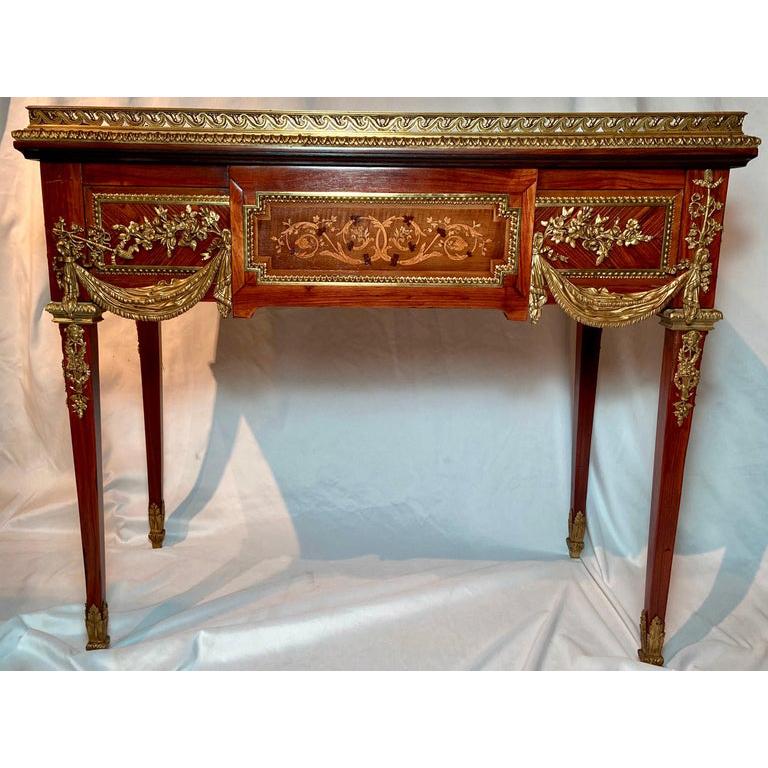 Antique French Napoleon III Ormolu Mounted Table Desk and Jardiniere, Circa 1870 In Good Condition For Sale In New Orleans, LA