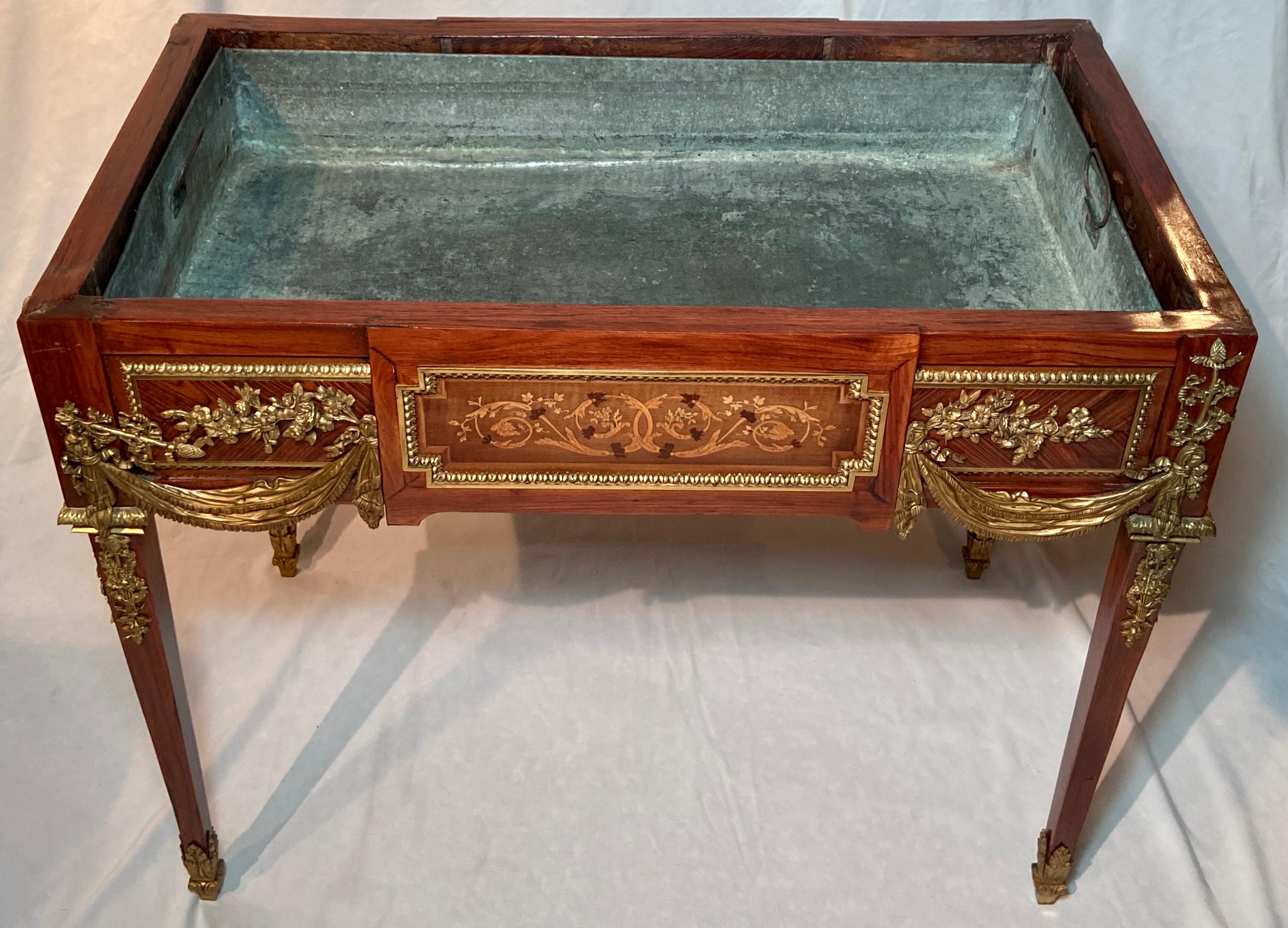 Antique French Napoleon III Ormolu Mounted Table Desk and Jardiniere, Circa 1870 For Sale 1