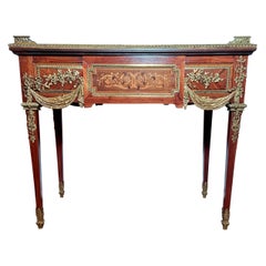Antiker französischer Napoleon III. Goldbronze-Tisch-Schreibtisch & Jardiniere mit Goldbronze-Montierung, um 1865