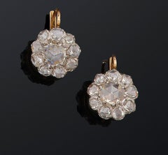 Antique French Napoleon III Pair of Diamond Earrings