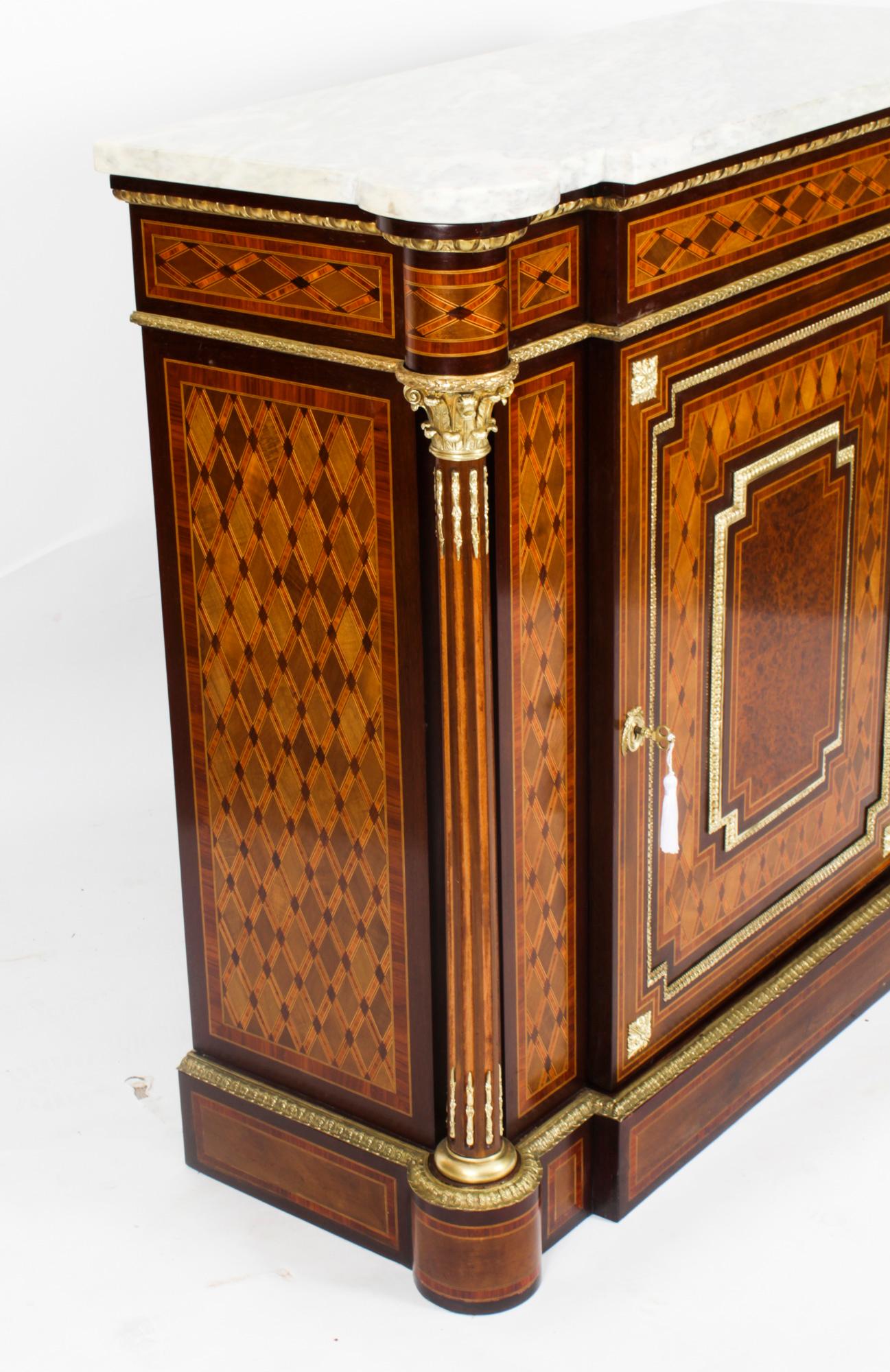 Antique French Napoleon III Parquetry Cabinet 19th Century 13
