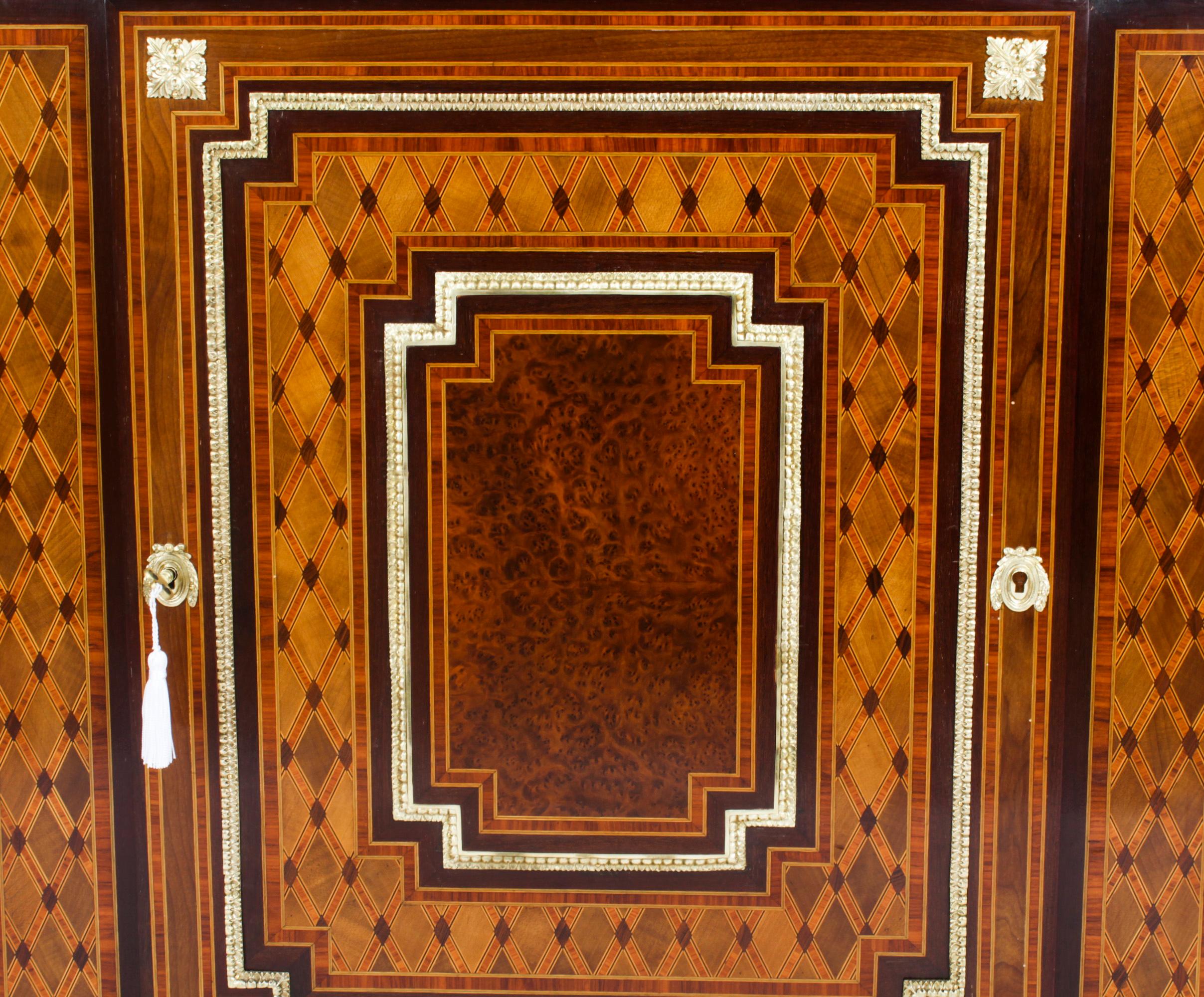 Mid-19th Century Antique French Napoleon III Parquetry Cabinet 19th Century