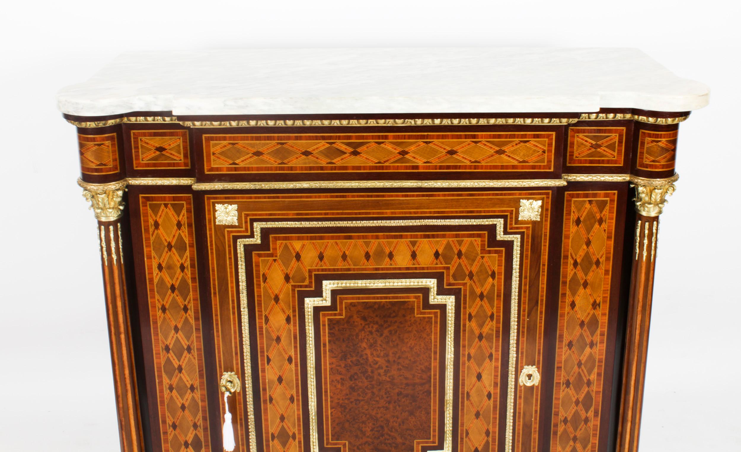 Antique French Napoleon III Parquetry Cabinet 19th Century 3