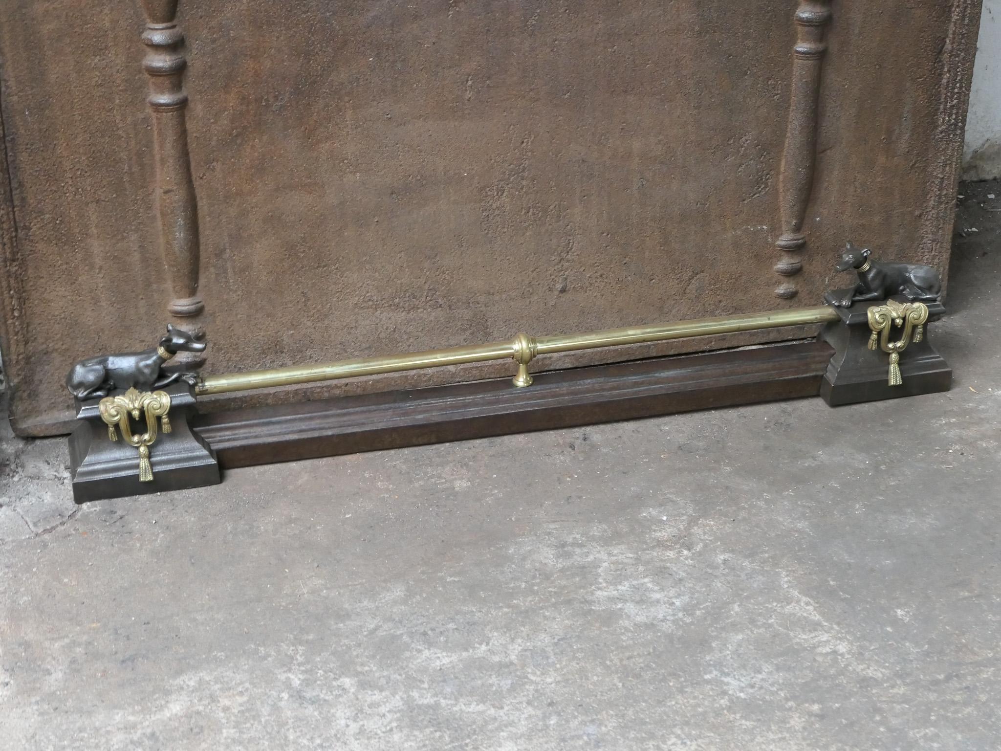 Ottone Antique French Napoleon III Period Fireplace Fender, XIX secolo in vendita
