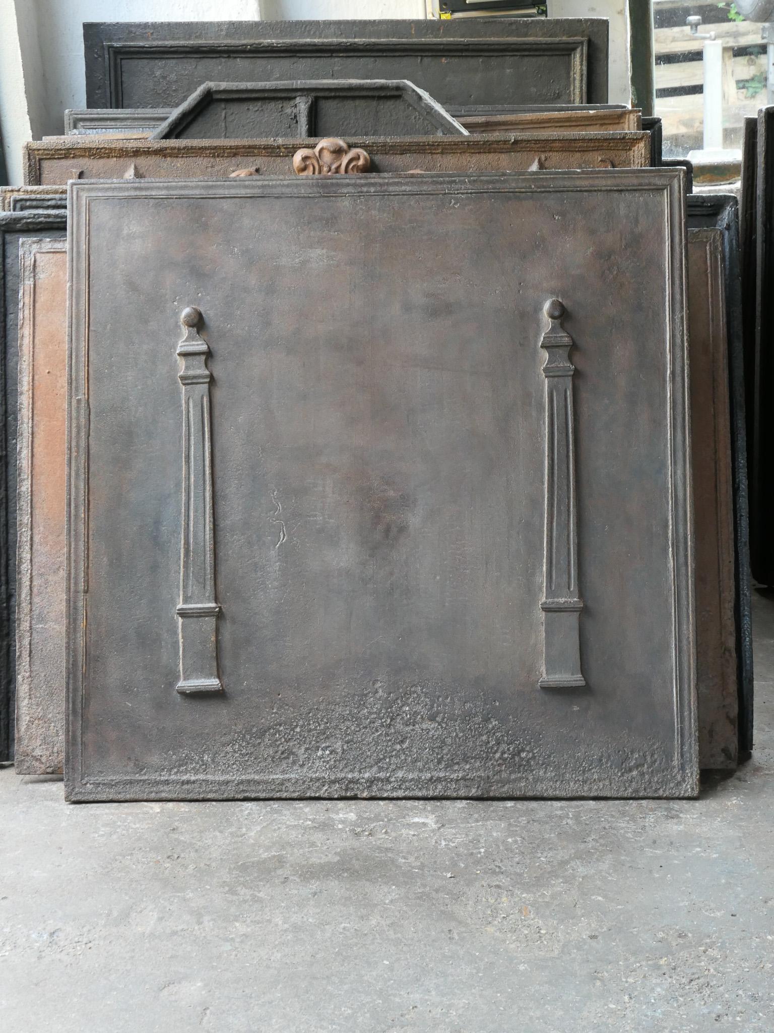 Neoclassical Antique French Napoleon III 'Pillars of Freedom' Fireback, early 19th Century