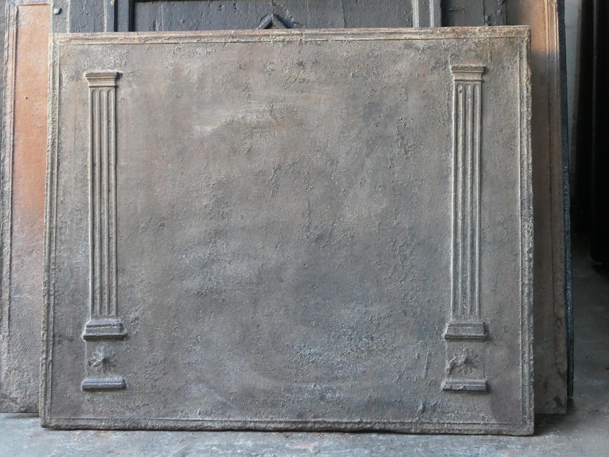 19th Century Antique French Neoclassical 'Pillars of Freedom' Fireback / Backsplash For Sale