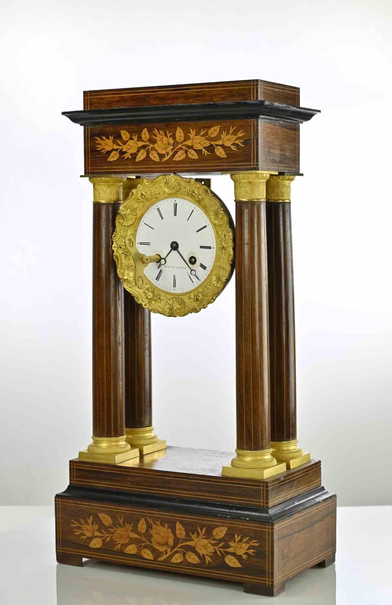 Metallo Antique French Napoleon III Portico Clock, XIX secolo in vendita
