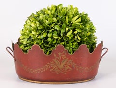 Antique French Napoleon III Red Tole Jardiniere Cache Pot
