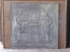 Plaque de cheminée / dosseret ancien français Napoléon III 'scène romaine', 19ème siècle