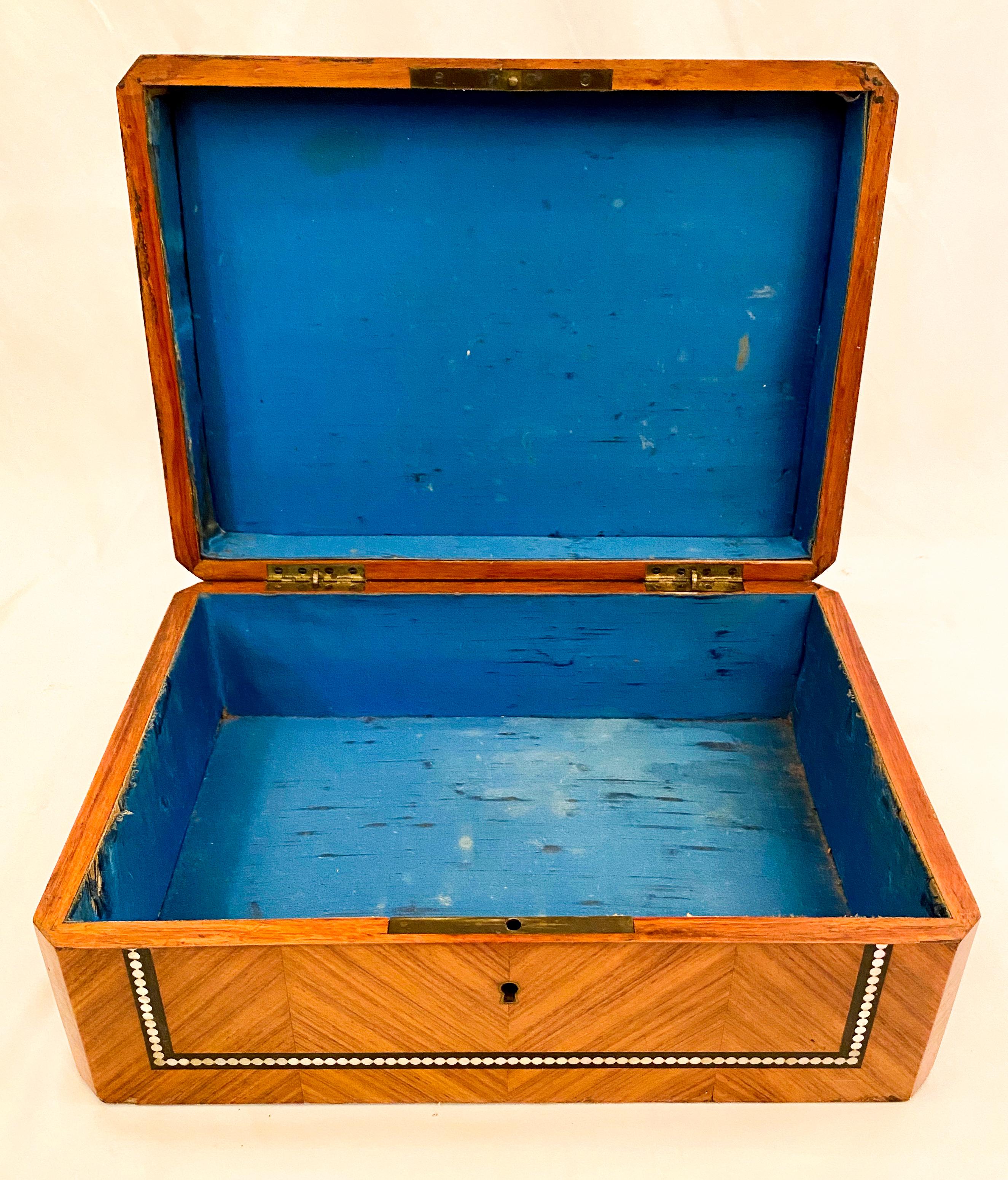 Late 19th Century Antique French Napoleon III Satinwood Marquetry Box, circa 1890