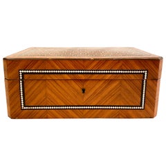 Antique French Napoleon III Satinwood Marquetry Box, circa 1890