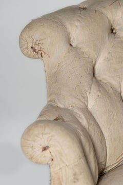 Canapé français ancien Napoléon III, dossier boutonné