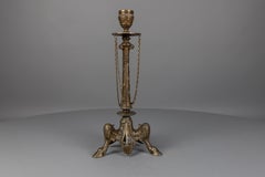 Antique French Napoleon III Spelter Candlestick, late 19th Century