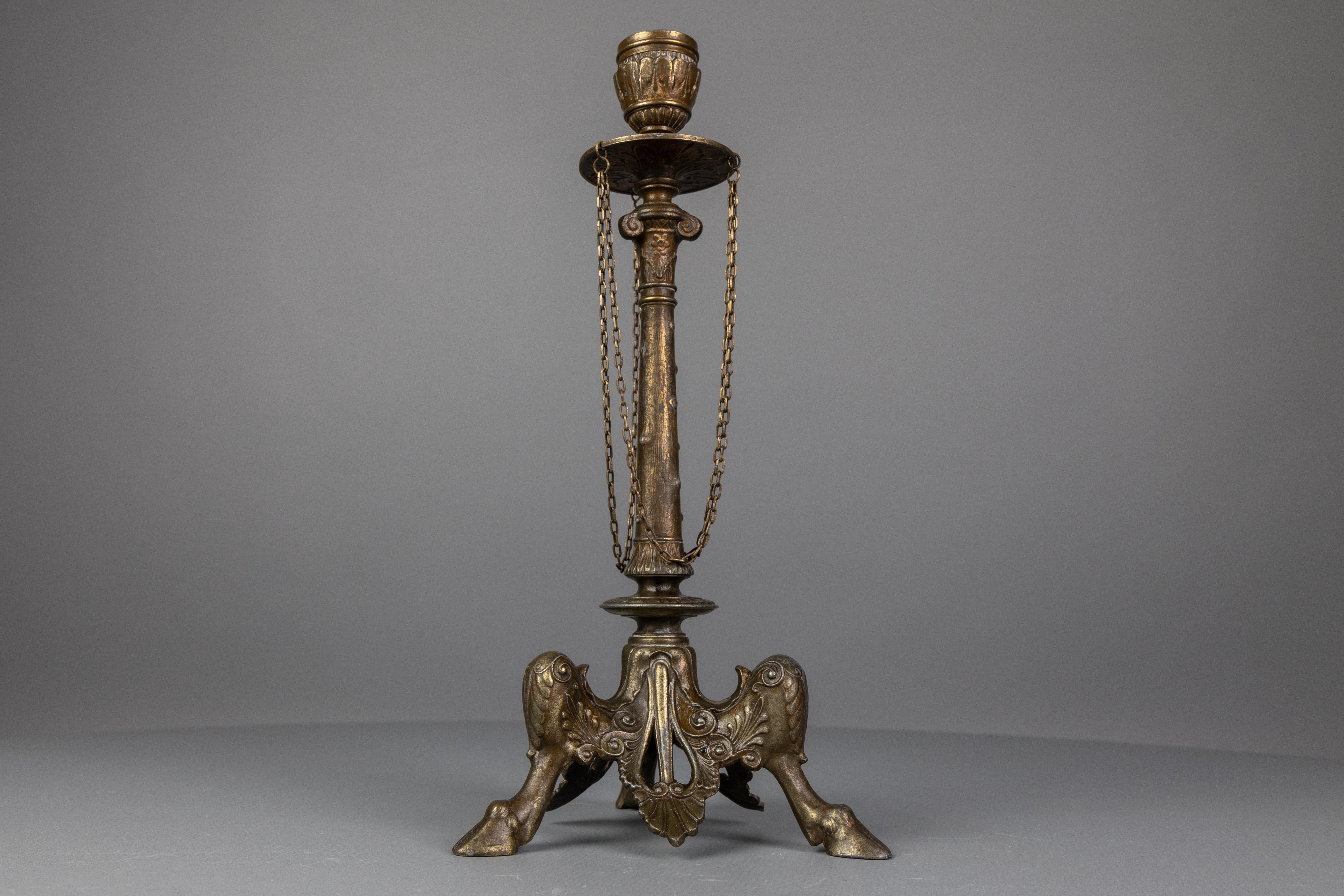 Napoleone III Antique French Napoleon III Candeliere di spelta, fine XIX secolo in vendita