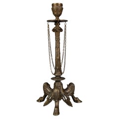 Antique French Napoleon III Spelter Candlestick, late 19th Century