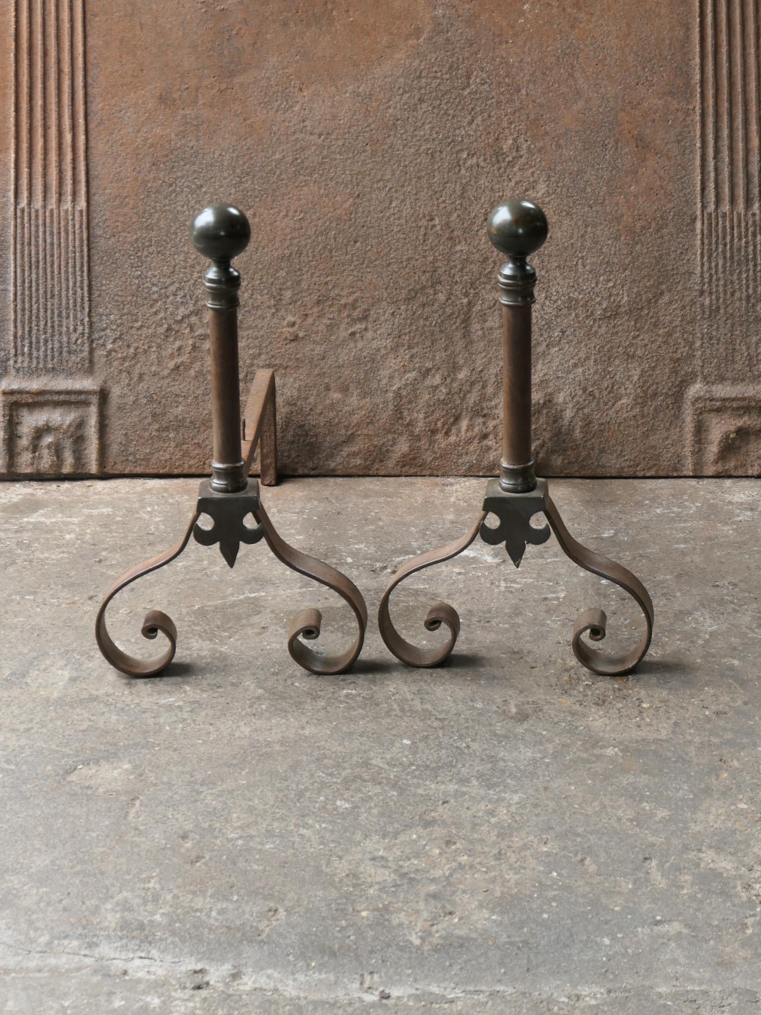 Antique French Napoleon III Style Andirons or Firedogs, 19th-20th Century In Good Condition For Sale In Amerongen, NL