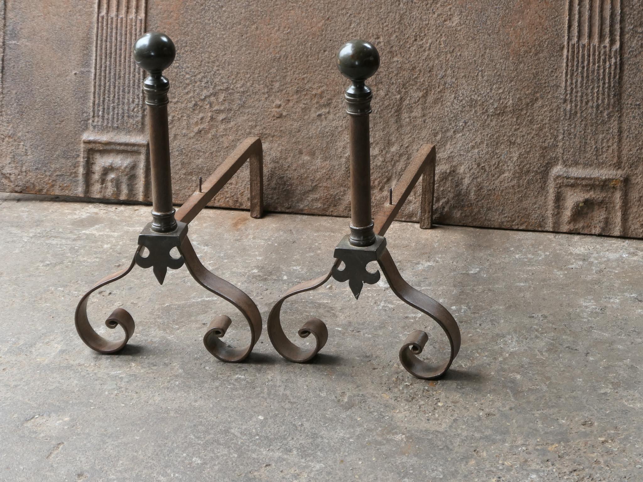 Antique French Napoleon III Style Andirons or Firedogs, 19th-20th Century For Sale 1