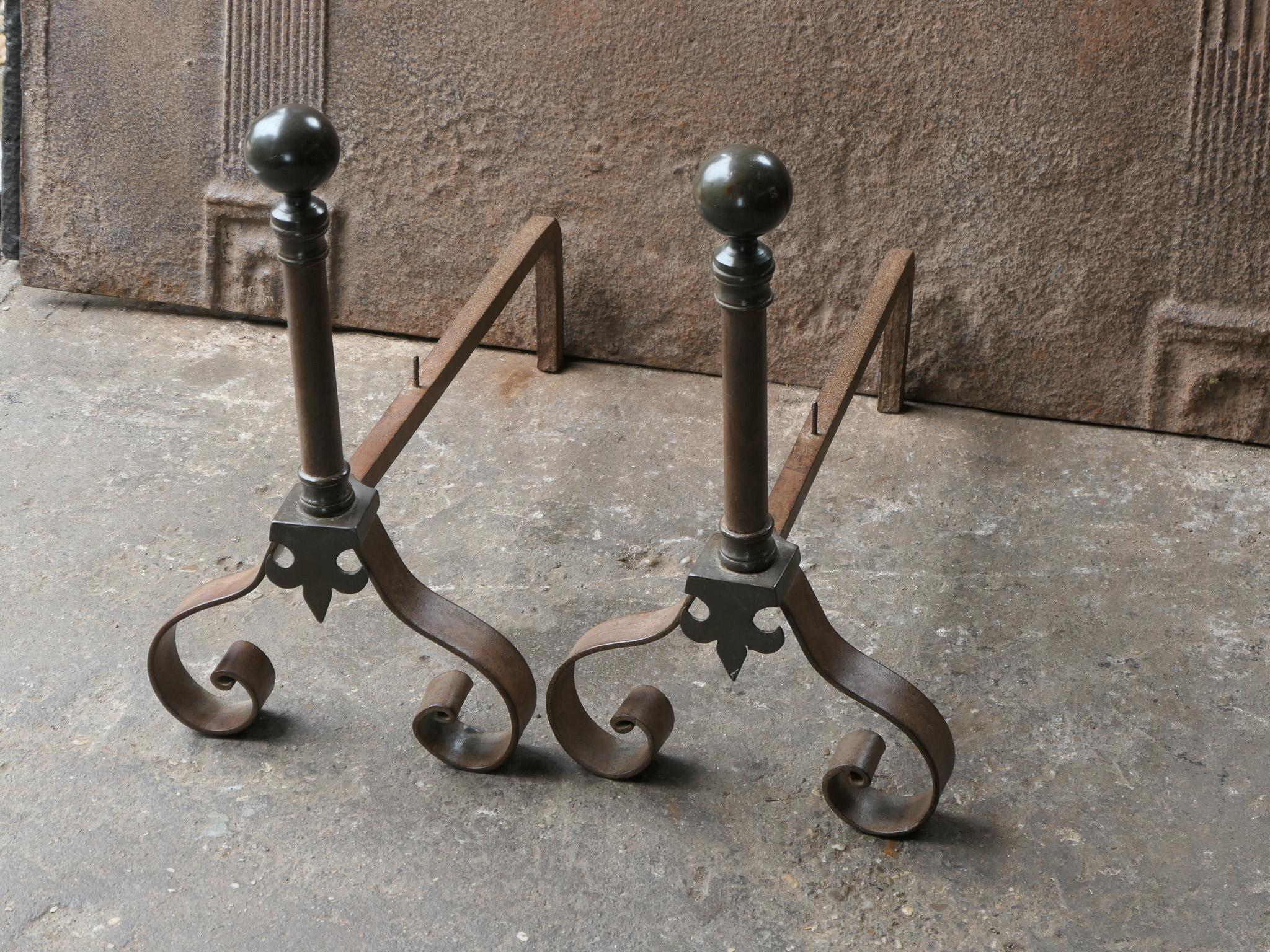 Antique French Napoleon III Style Andirons or Firedogs, 19th-20th Century For Sale 2