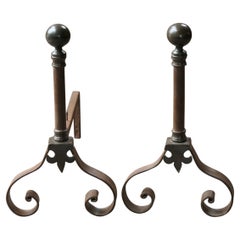 Antique French Napoleon III Style Andirons or Firedogs, 19th-20th Century