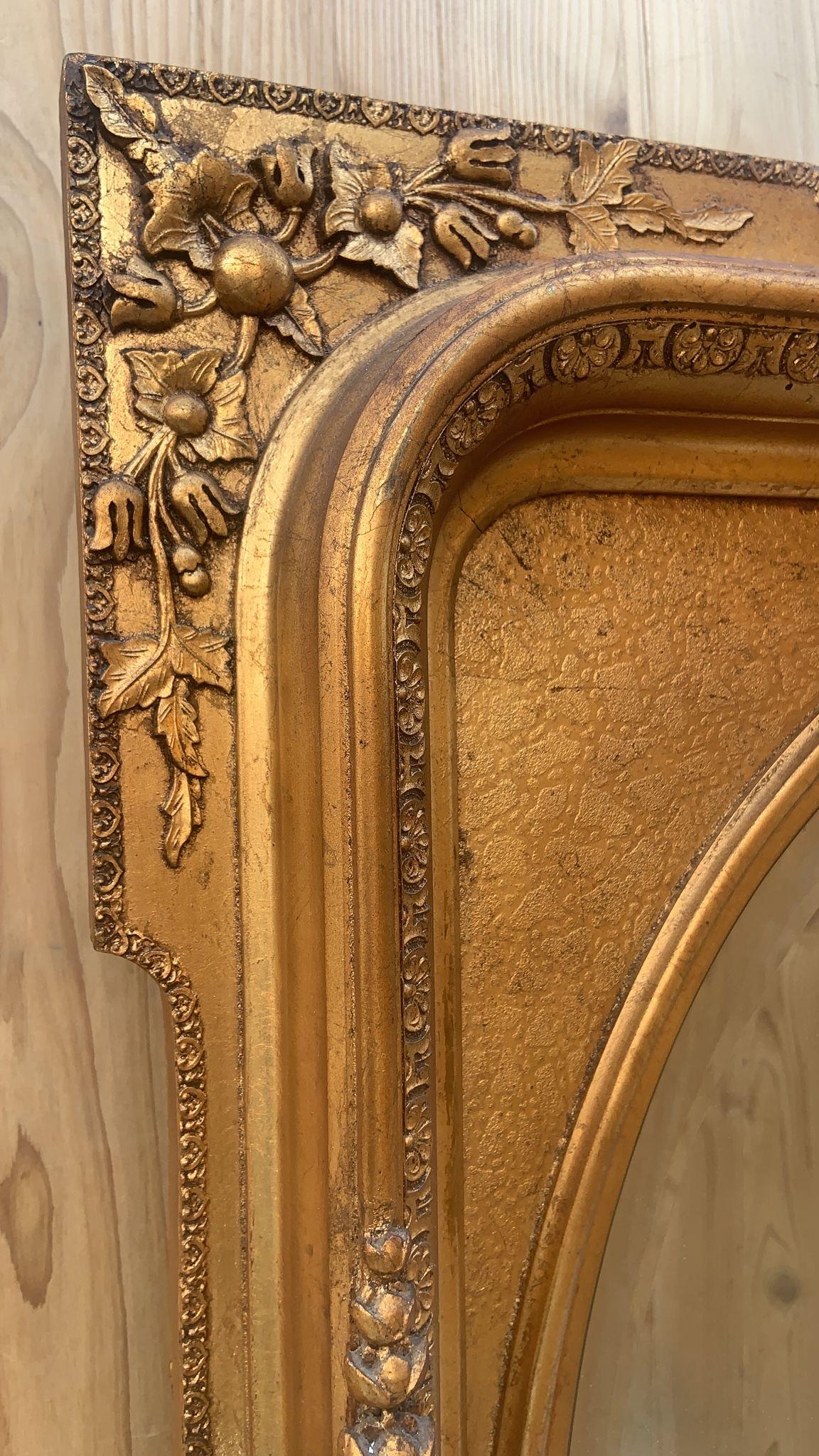 Antique French Napoleon III Style Carved and Gilded Beveled Framed Wall Mirror For Sale 4