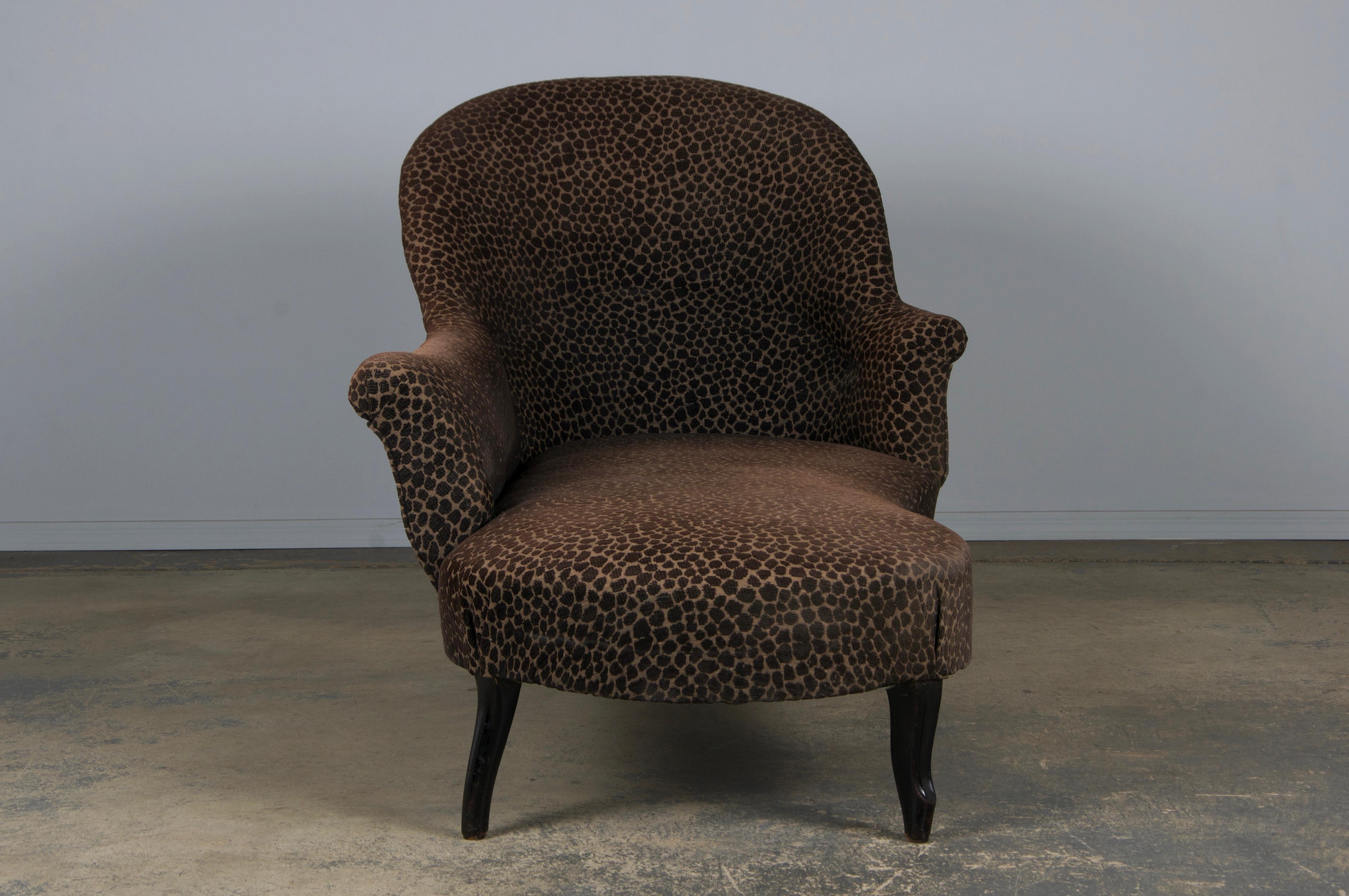 Antique French Napoleon III Style Chaise Lounge W/ Mocha Chenille 6