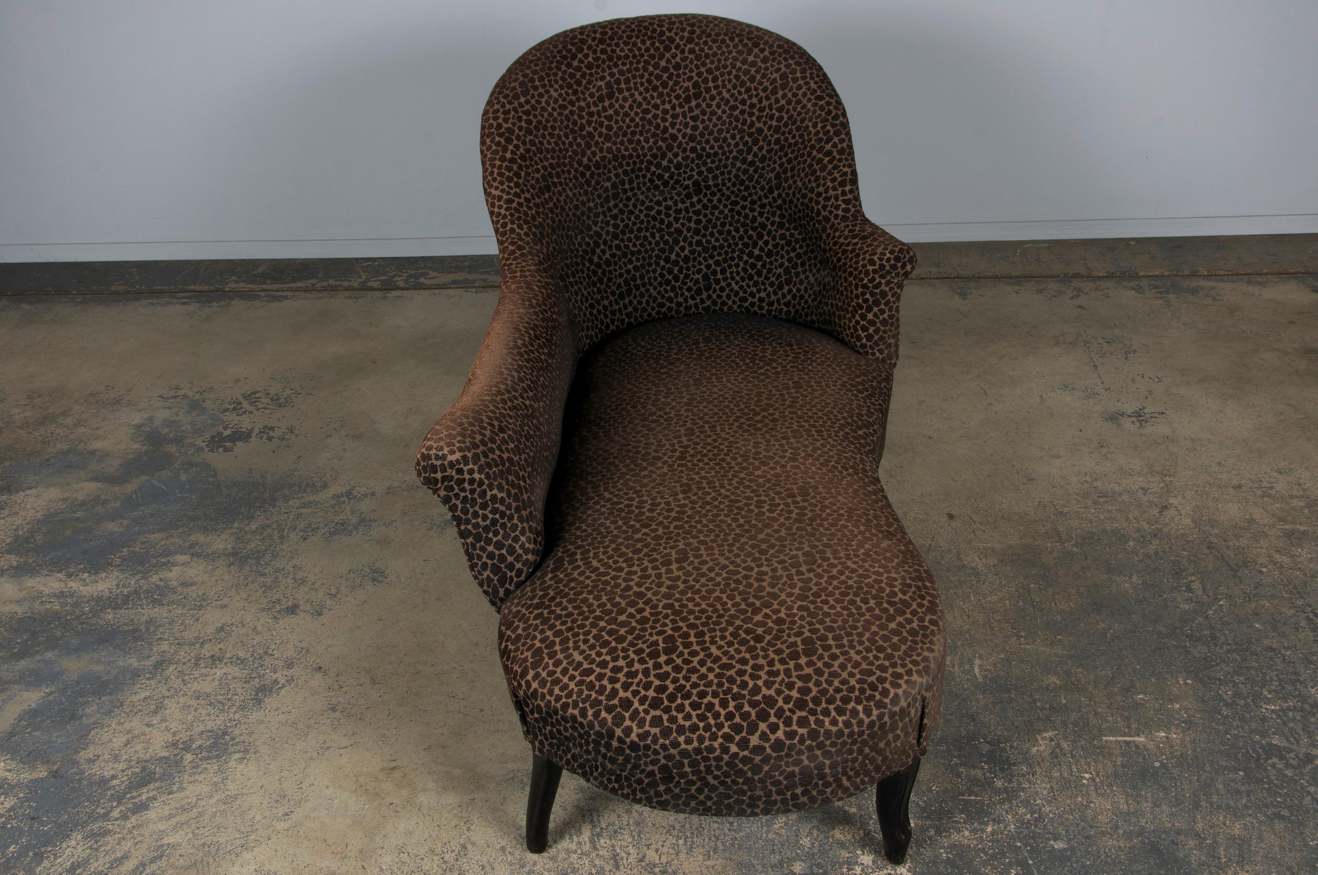 Antique French Napoleon III Style Chaise Lounge W/ Mocha Chenille 7