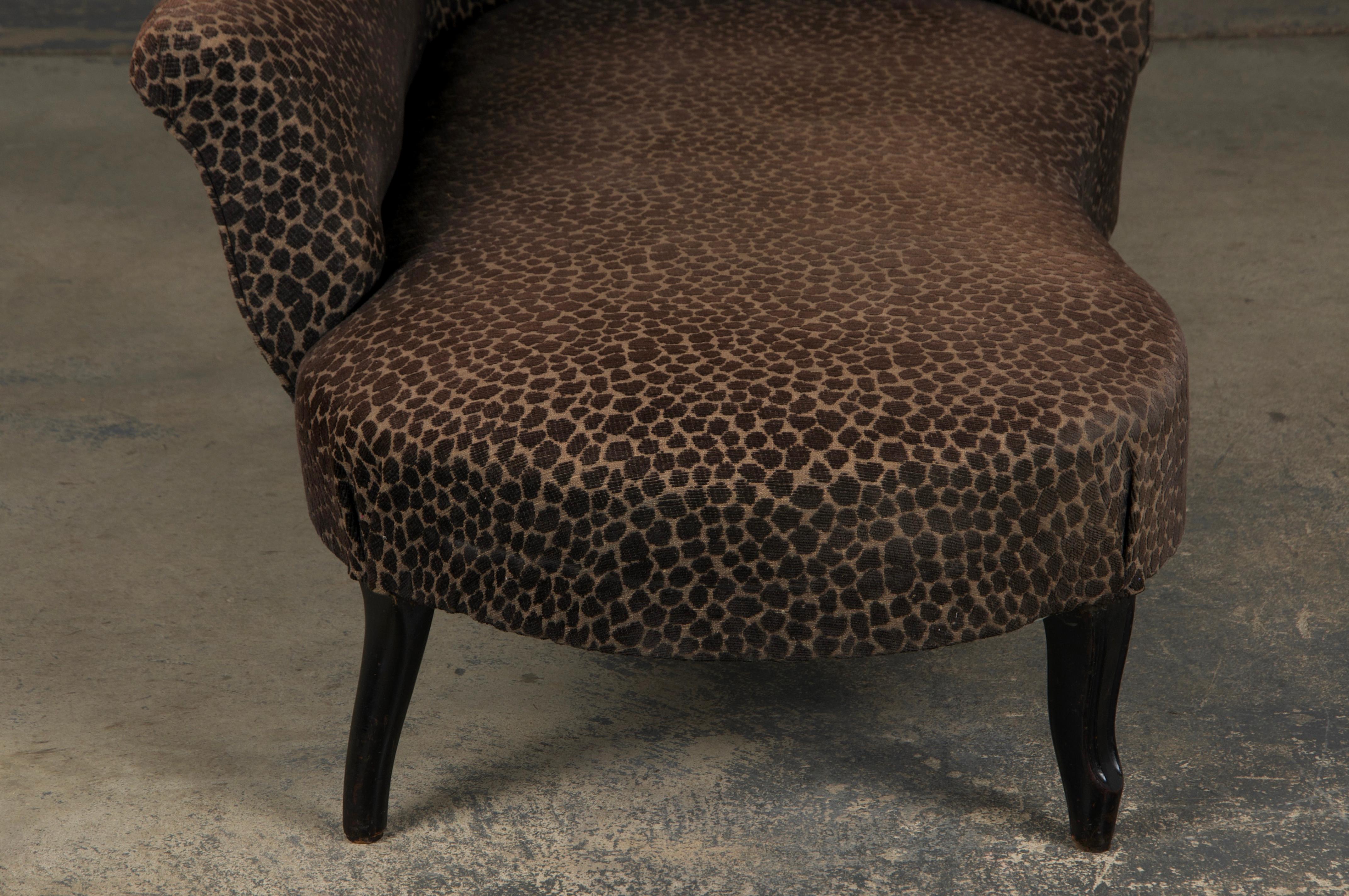 Antique French Napoleon III Style Chaise Lounge W/ Mocha Chenille 8