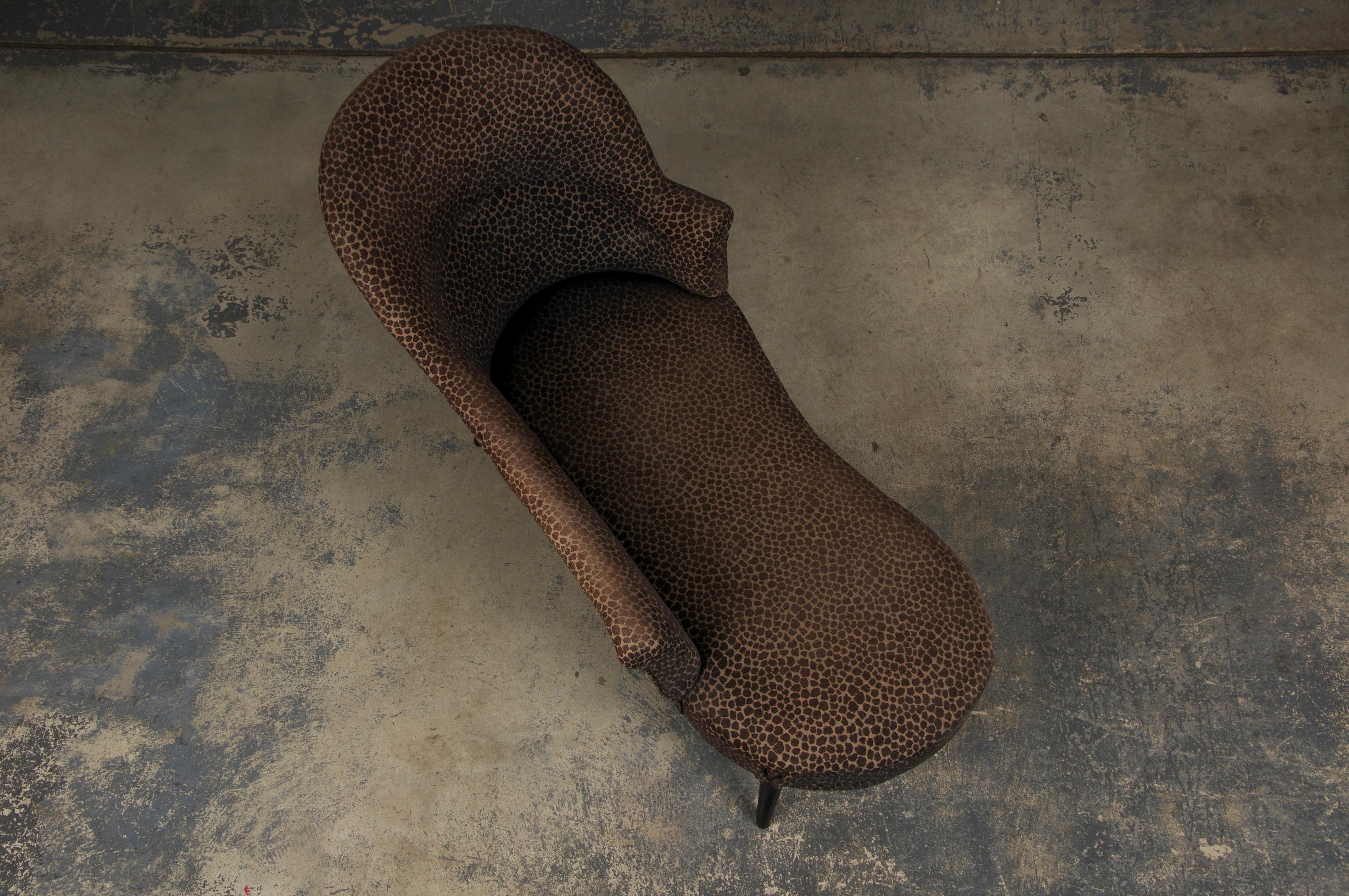 Antique French Napoleon III Style Chaise Lounge W/ Mocha Chenille 13
