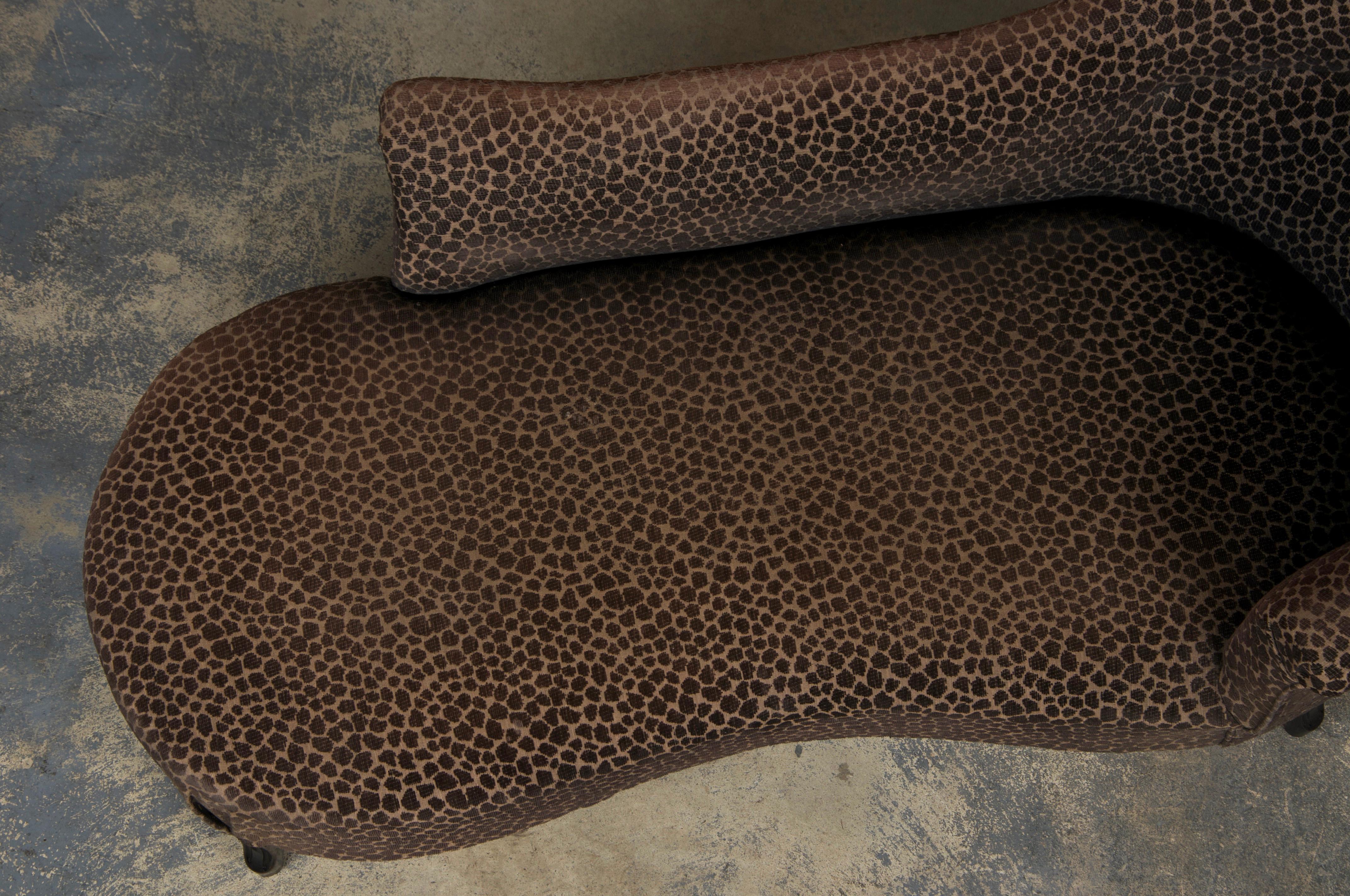 Antique French Napoleon III Style Chaise Lounge W/ Mocha Chenille 2
