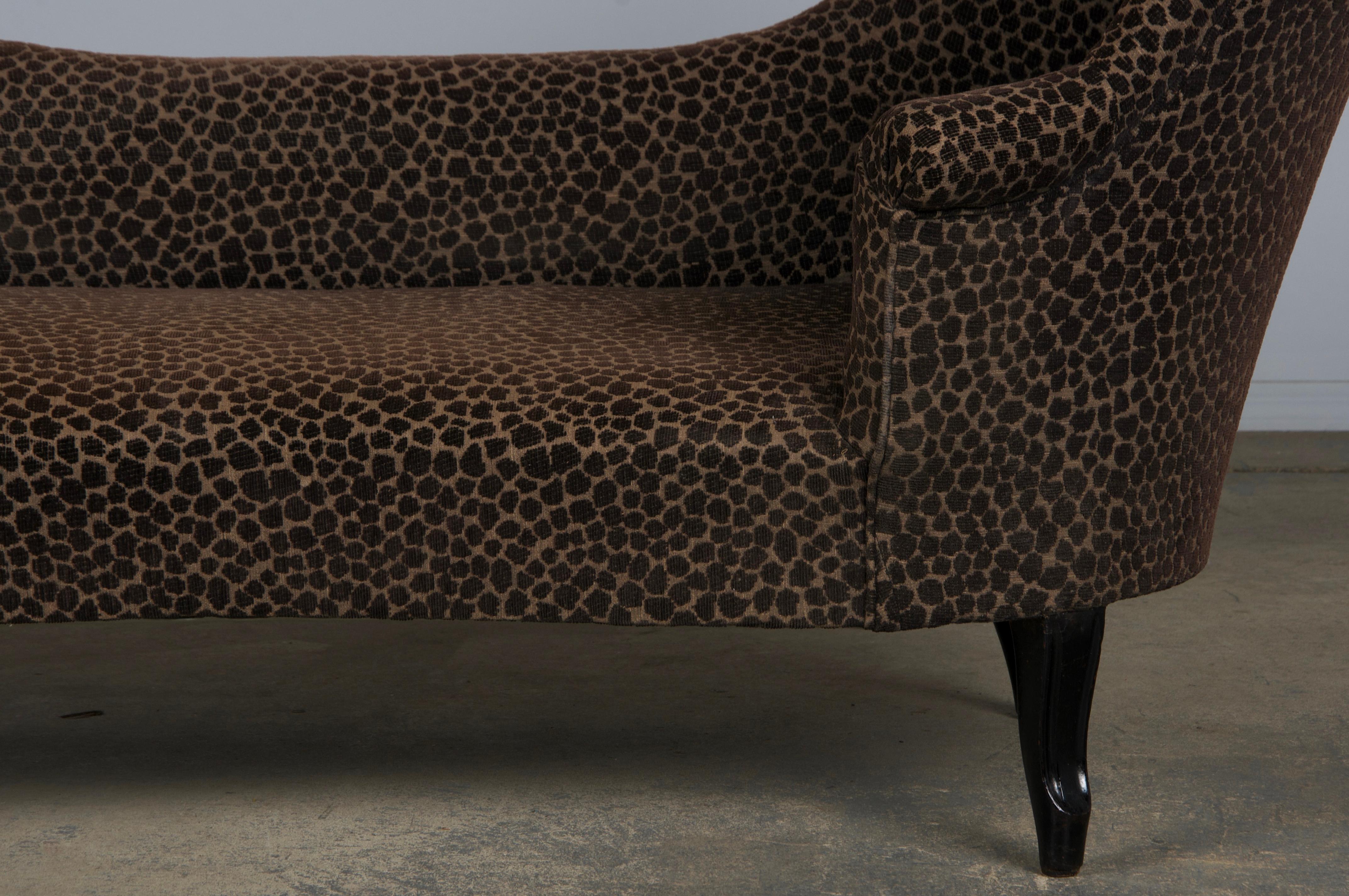 Antique French Napoleon III Style Chaise Lounge W/ Mocha Chenille 4