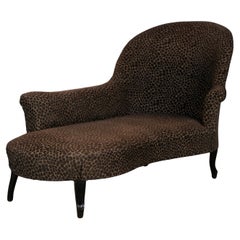 Antike französische Chaiselongue im Napoleon III.-Stil mit Mocha Chenille-Mocha