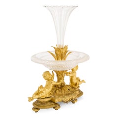 Antique French Napoleon III Style Gold Ormolu Cut Glass Centrepiece Henri Picard