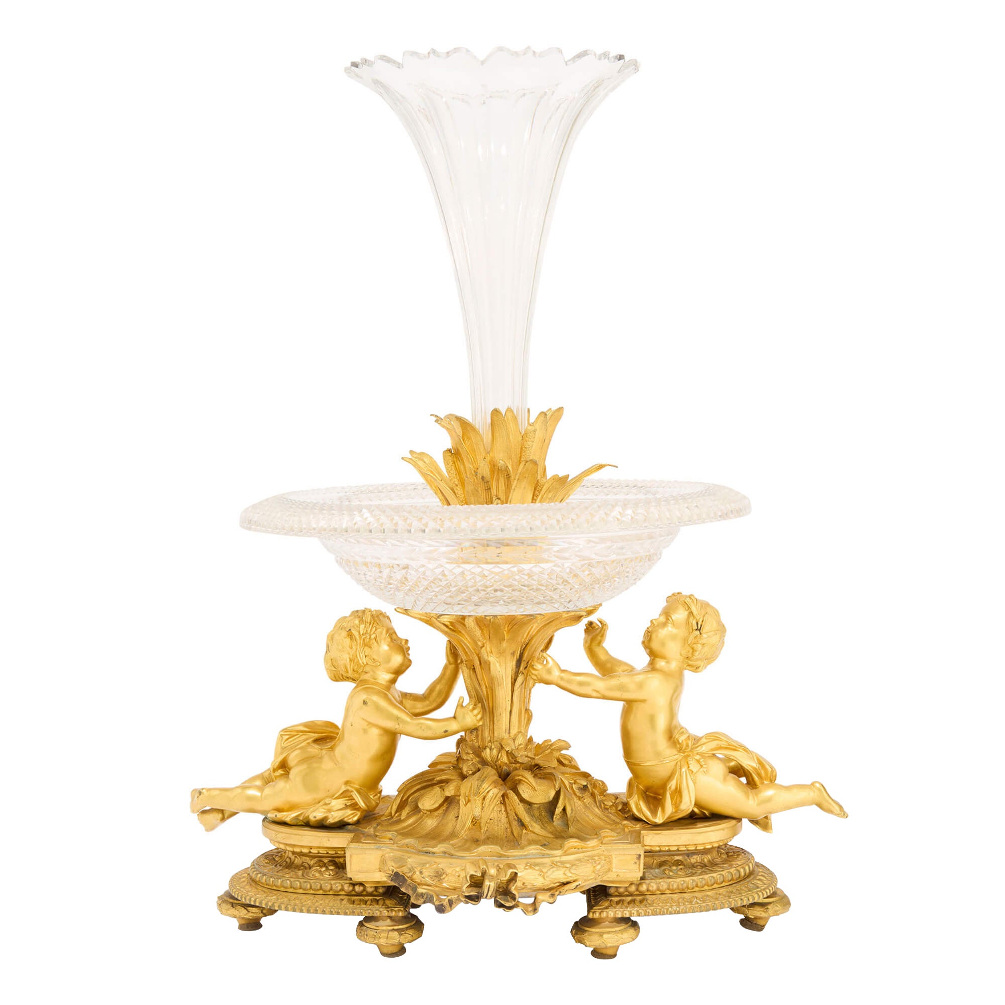 Antique French Napoleon III Style Gold Ormolu Cut Glass Centrepiece Henri Picard