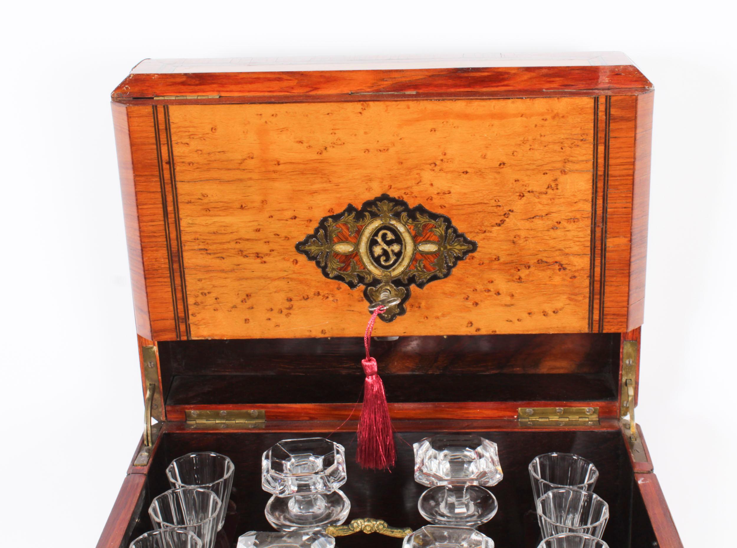 Mid-19th Century Antique French Napoleon III Tantalus Cave a Liqueur 19th Century For Sale