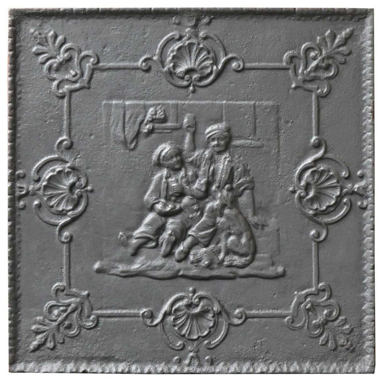 Antique French Napoleon III 'the Pub' Fireback / Backsplash, 19th Century
